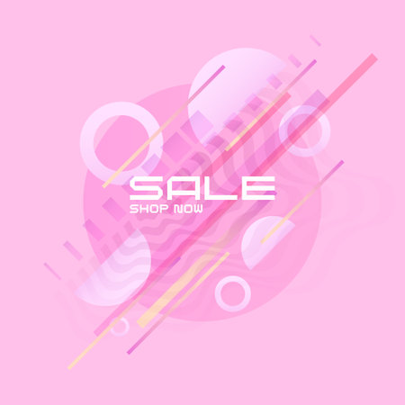 Poster sale. Bright abstract background with various geometric elements. A composition of various shapes.のイラスト素材