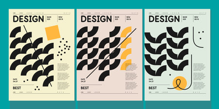 A set of vector illustrations. Abstract posters. Images of geometric shapes and abstract elements.のイラスト素材