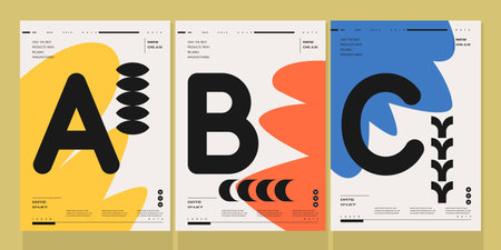 A set of vector illustrations. Abstract posters. Images of geometric shapes and abstract elements.のイラスト素材