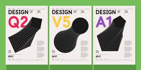 A set of vector illustrations. Abstract posters. Images of geometric shapes and abstract elements.のイラスト素材