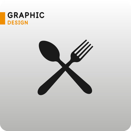 Illustration of a knife and fork. Black and white image in a flat silhouette style. Isolated vector illustration.のイラスト素材