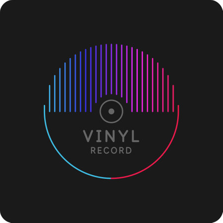 Vinyl record. Modern vector illustration music on dark background.のイラスト素材