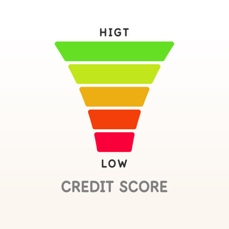 A scale for measuring the level of a credit score. Indicator with a scale of divisions. Indicator for measuring the level of creditworthiness of the borrower. Isolated vector element.のイラスト素材