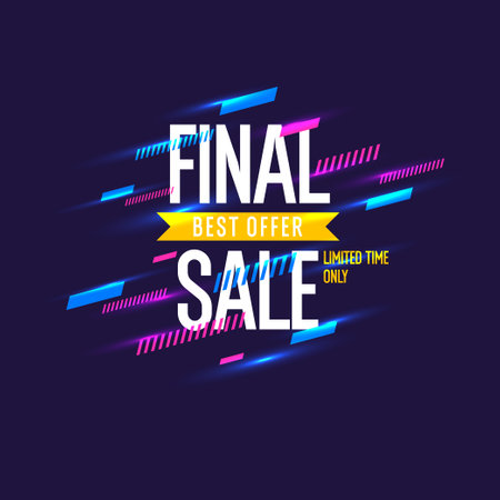 Final sale banner. Original poster for discount. Bright abstract background with text. Vector illustration.のイラスト素材