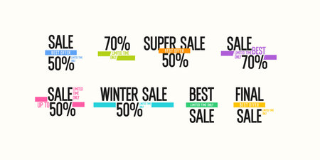 A set of images to advertise the sale. Stickers for advertising discounts. Vector graphics in a...