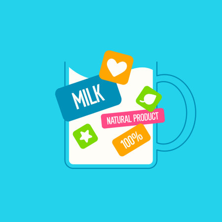 The original concept poster to advertise milk. Vector illustration in flat flat style.のイラスト素材
