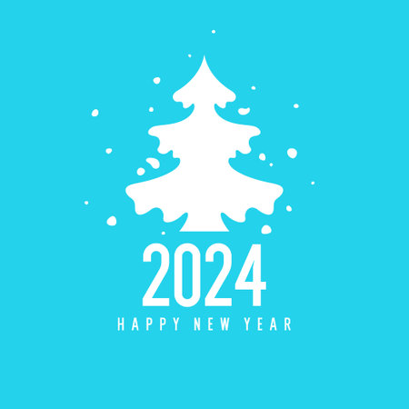 Background with the inscription Happy New Year. A poster with a picture of a tree.. Vector illustration.のイラスト素材