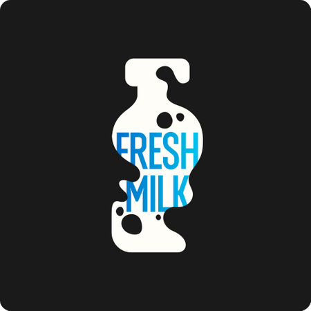 The original concept poster for milk advertising. Vector illustration in a flat style. Vector elements for design. Original poster for natural products. Isolated images in a flat style.のイラスト素材