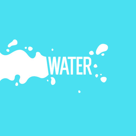 The inscription is WATER in capital letters of the Latin alphabet. A design element. Modern drinking water emblem. Vector illustration.のイラスト素材