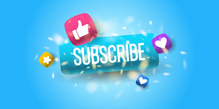 A poster with the inscription subscribe and a thumbs up. An illustration for a product...