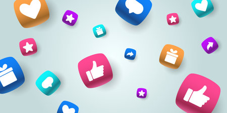 Background with social media icons. An illustration for the website. Design elements. Modern...