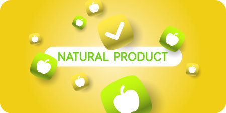 Original poster for natural products. Vector illustration in a flat style. Elements for design. Isolated images in a flat style. Vector graphics.のイラスト素材