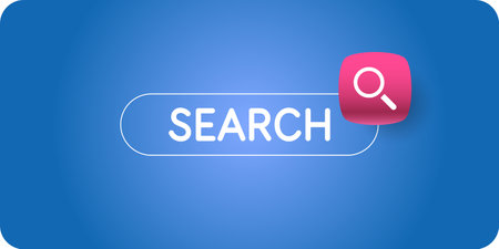 A poster with a search bar. Search for useful information on request. Vector graphics in a modern style. Design elements for creativity.のイラスト素材