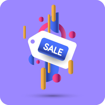 Poster sale. Bright abstract background with various geometric elements. A composition of various shapes. A template for creative work.のイラスト素材