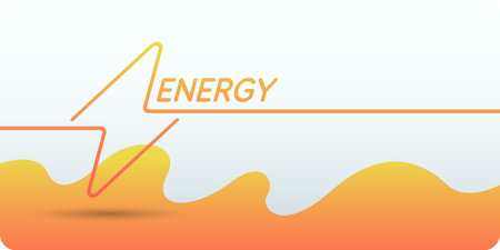 Linear image of lightning on a flat yellow background with text. Vector illustration.のイラスト素材