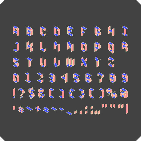 Alphabetical font. Capital letters of the Latin alphabet and additional elements. Vector symbols. Geometric font. A typesetting cash register.のイラスト素材