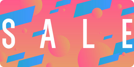 A beautiful and stylish poster to attract the attention of customers to the sale. Abstract shapes on the background. An illustration with graphic elements in a modern style. Advertising for the store.のイラスト素材