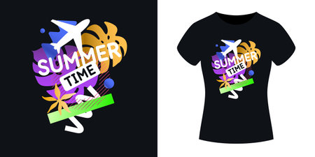 An illustration for clothes. Print on the T-shirt. Modern fashion illustration. A vector graphic image. A template for placing an illustration on clothes.のイラスト素材