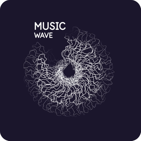 A background representing vibrating waves. A geometric shape consists of particles. Abstract background. A music poster.のイラスト素材