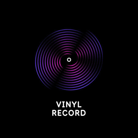 Poster of the Vinyl record. Vector illustration music on dark background.のイラスト素材