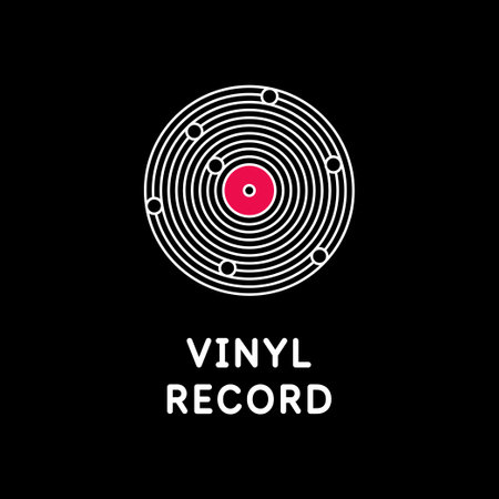 Poster of the Vinyl record. Vector illustration music on dark background.のイラスト素材