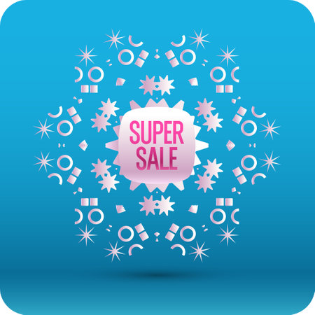 New Year's banner for sales. An advertising minimalistic banner with a beautiful linear pattern resembling a snowflake. . Winter sale banner. Original poster for discount.のイラスト素材