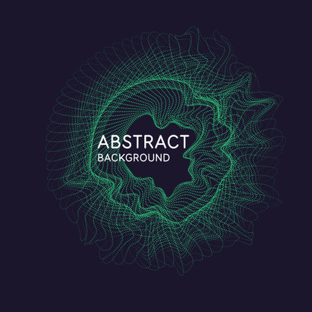 A deformed geometric shape consisting of round particles. Abstract geometric background. Minimalistic illustration in a flat style.のイラスト素材