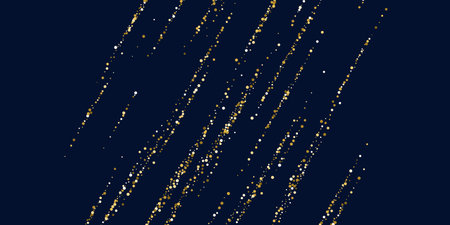 Bright vector illustration of magic sparkling shiny particles and lines on dark background. Vector illustration. Golden glitter.のイラスト素材
