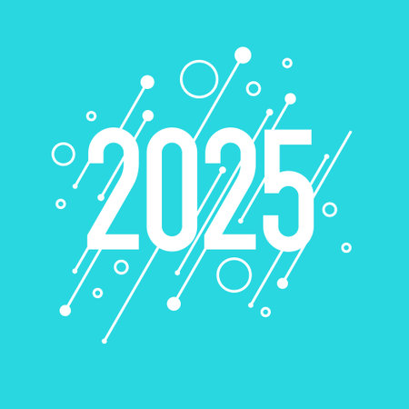 2025 New year sale banner template design. Red and white colors. Vector illustration.のイラスト素材