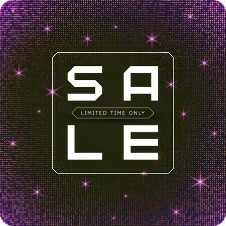 Sale banner with glitter. Original poster for discount. Bright abstract background with text. Vector illustration.のイラスト素材