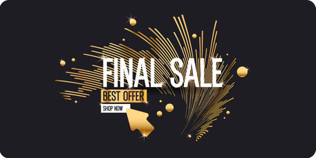 A banner for the Final sale of goods and services. An advertising poster for the store. Stylish background in a modern style with simple geometric elements and shapes. A template for the text.のイラスト素材