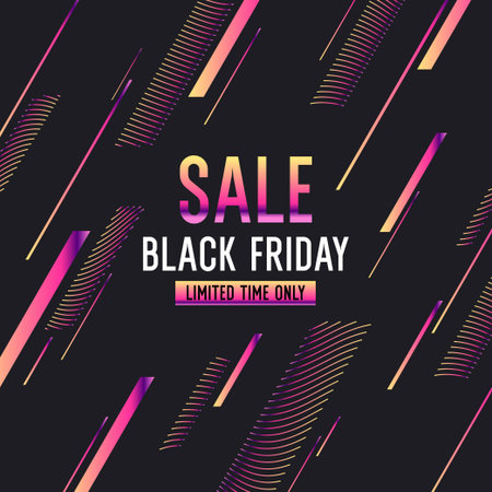 A poster for a seasonal sale in a store, an attractive design in a concise style. An advertising banner for trading. Abstract background for the sale. Modern illustration. Black Friday.のイラスト素材