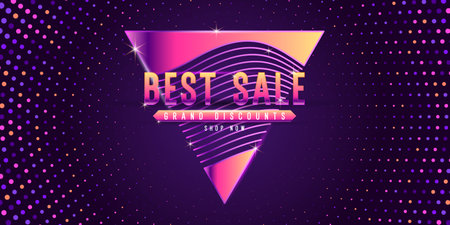 A bright modern poster to draw attention to the sale of goods. A beautiful poster to advertise a store or website. Discounts on products and services. Concise and stylish designのイラスト素材