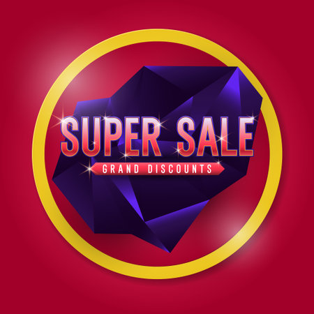 A bright modern poster to draw attention to the sale of goods. A beautiful poster to advertise a store or website. Discounts on products and services. Concise and stylish designのイラスト素材