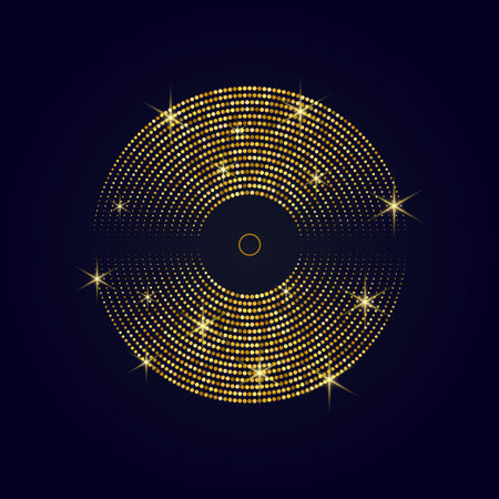 Poster of the sound wave. Vector illustration music on dark background. Poster of the Vinyl recordのイラスト素材