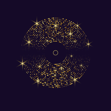 Poster of the sound wave. Vector illustration music on dark background. Poster of the Vinyl recordのイラスト素材