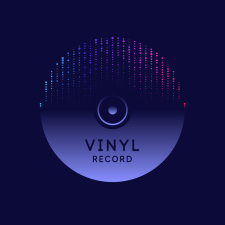 Poster of the Vinyl record. Vector illustration music on dark background.のイラスト素材