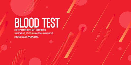 A beautiful medical poster for taking tests at the hospital. Donating blood for tests. Abstract background, design elements. Procedures for receiving analyzes and tests. A template for information.のイラスト素材