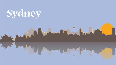 Sydney skyline at sunrise. Vector Flat stock illustrationのイラスト素材