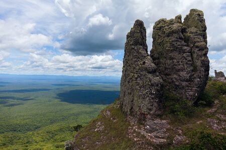 boundless expanse. view from mountains. natural stone pillars. phenomenon. Santiago. Chiquitania Bolivia Stock photoの写真素材