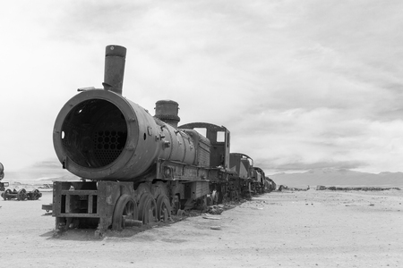 cemetery of the trains in the desert of the Andesの写真素材