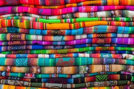 Bolivias national pattern materials in a stackの写真素材