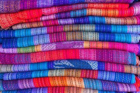 Bolivias national pattern materials in a stackの写真素材