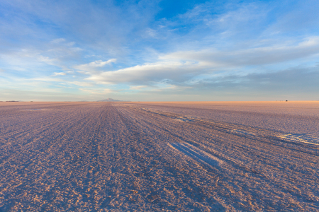Salar de Uyuni. Salar de Uyuni. landscape, extensive view to the horizon at sunset. Bolivia. Stock photoの写真素材