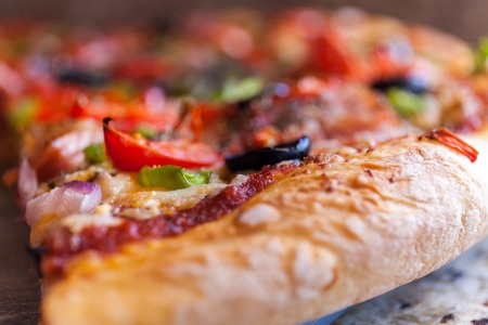 Bacon Pizza A Shallow Depth of Field Close up Food Photographyの写真素材