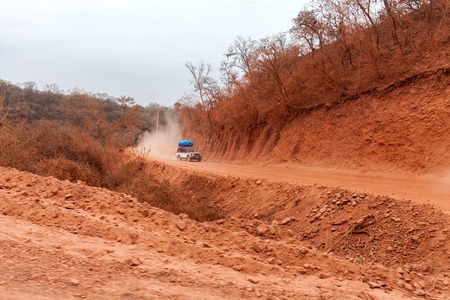 Dusty 4x4 off road adventure in Gran Chaco during the dry seasonの写真素材