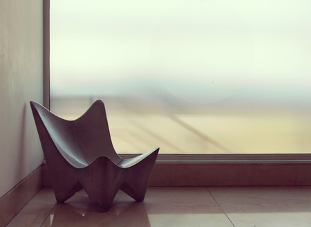 Armchair Lonely empty concrete armchair in the lobbyの写真素材