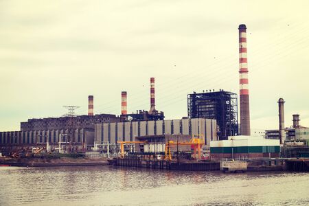 Non Smoking stacks of thermal power station in Buenos Airesの写真素材
