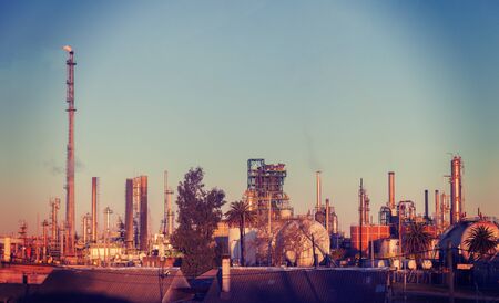 metal pipelines petrochemical industry. disgusting production pollutes the environmentの写真素材