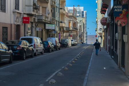 Montevideo, Uruguay-27 June, 2019: City streets in Montevideo downtown and historic centerのeditorial素材